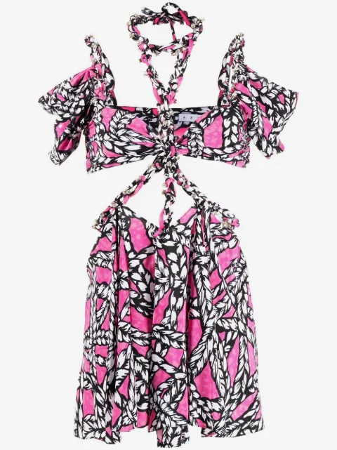 AREA rope-print cut-out minidress