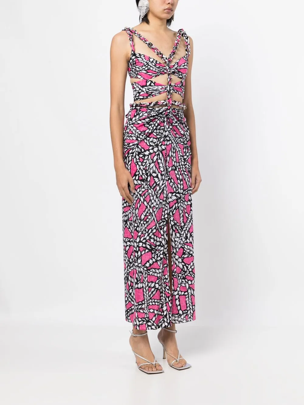 AREA ropeprint Midi Dress Farfetch