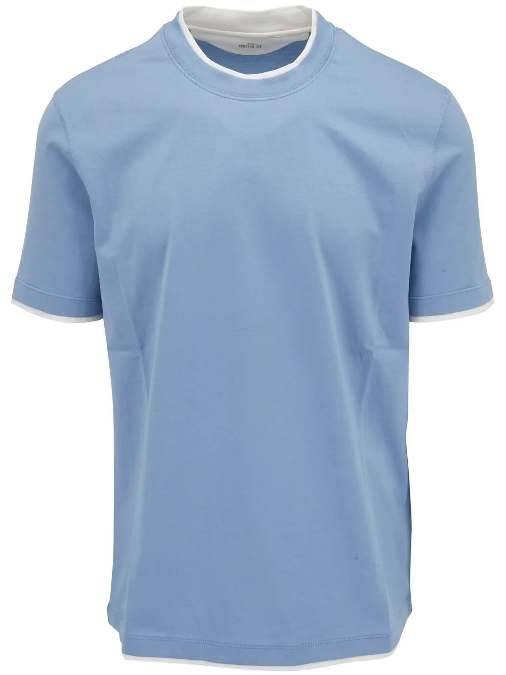 Brunello Cucinelli layered-trim cotton T-Shirt - Blue