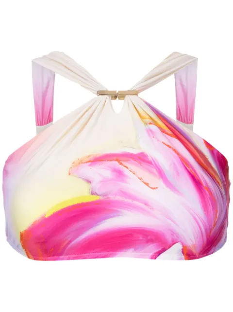 Lenny Niemeyer top de bikini con cuello halter y estampado abstracto