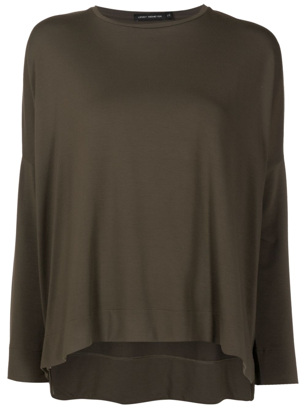 curved-hem long-sleeved top