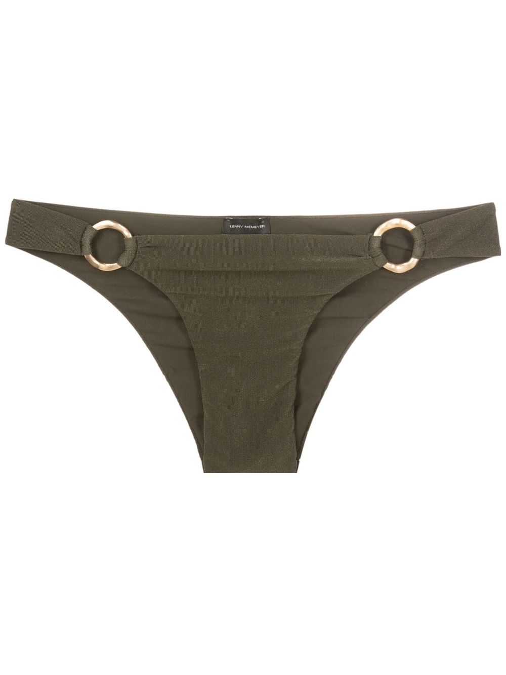 Lenny Niemeyer Ring-detail Shimmery Bikini Bottoms In Green