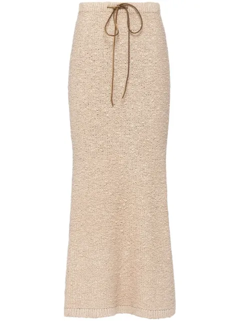 Prada drawstring bouclé maxi skirt