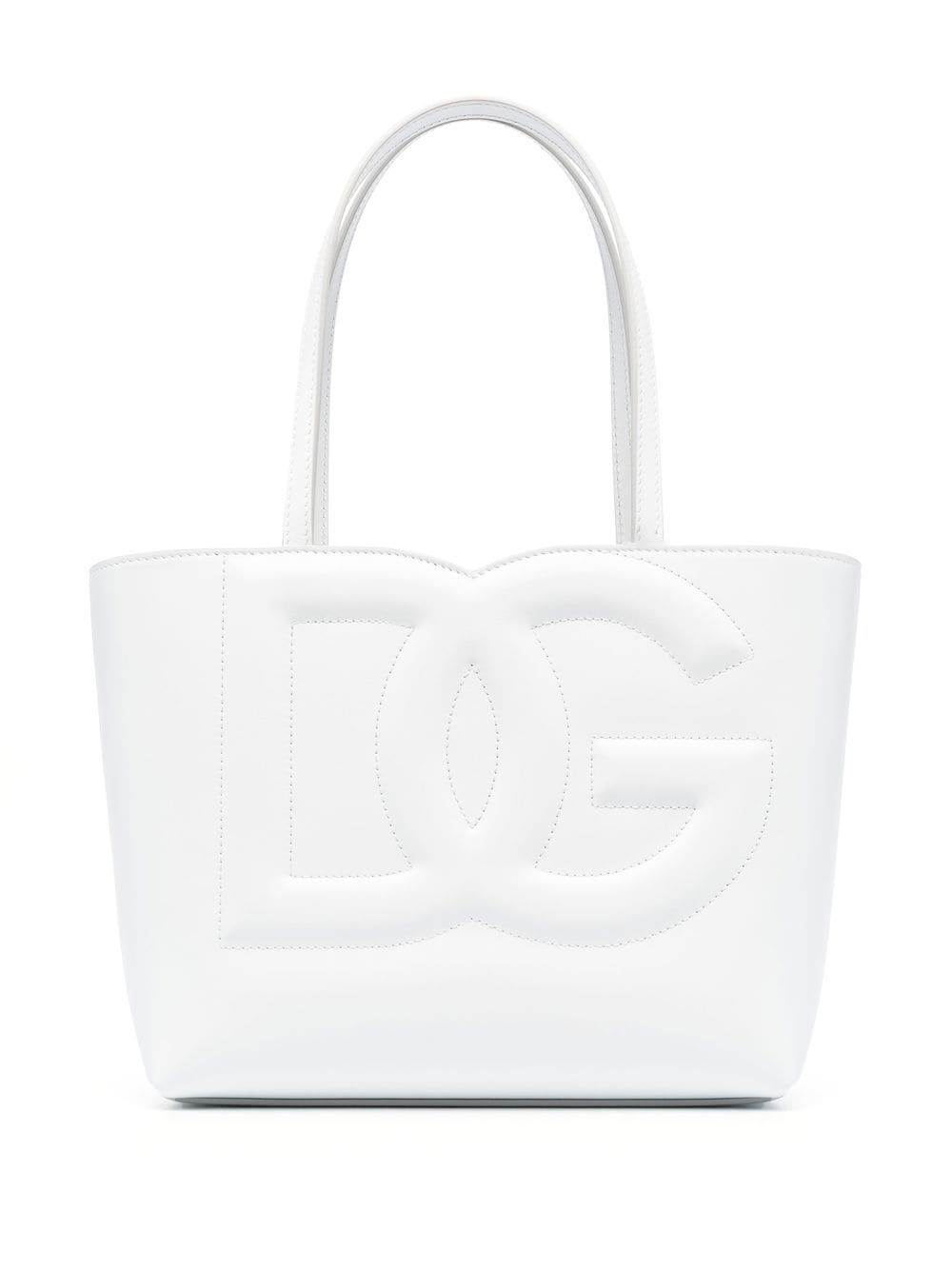 Dolce & Gabbana Dg Logo Leather Tote Bag In White | ModeSens