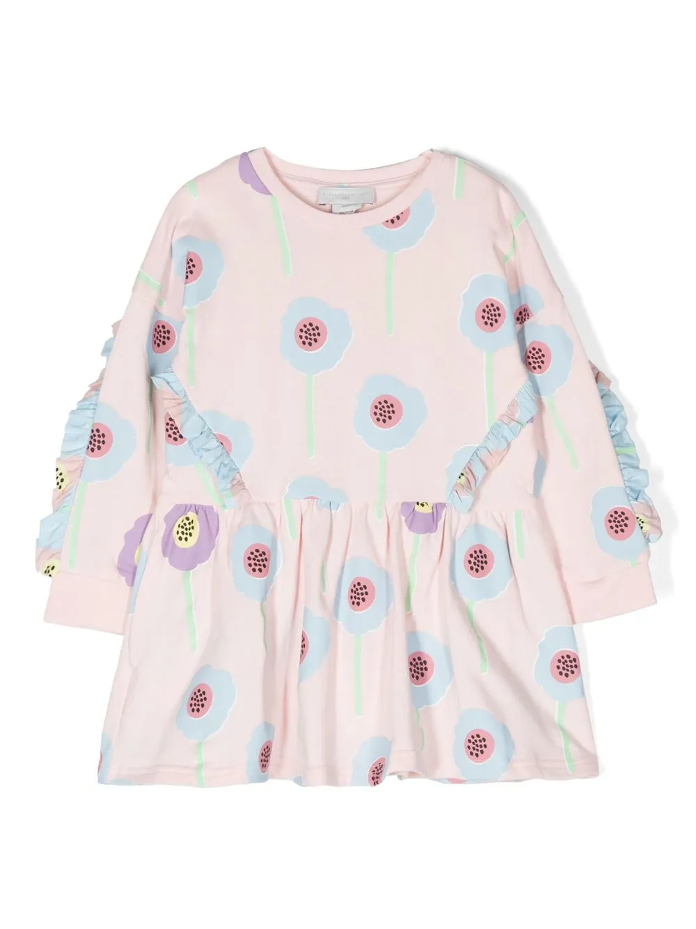 Stella McCartney Kids ruffle-detailing long-sleeved dress - Pink