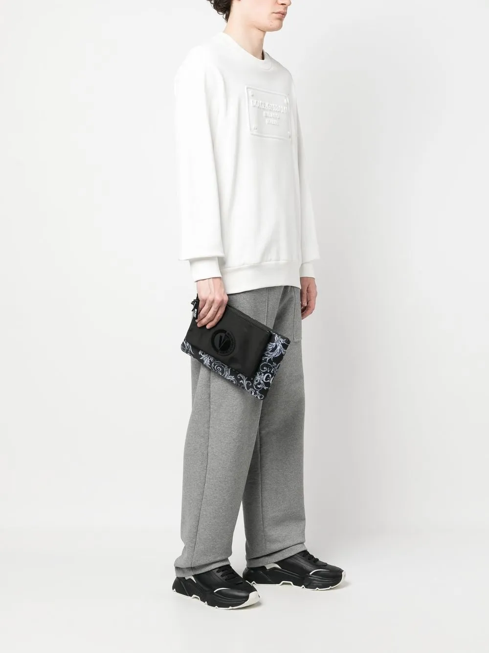Versace Jeans Couture Couture clutch met logo - Zwart