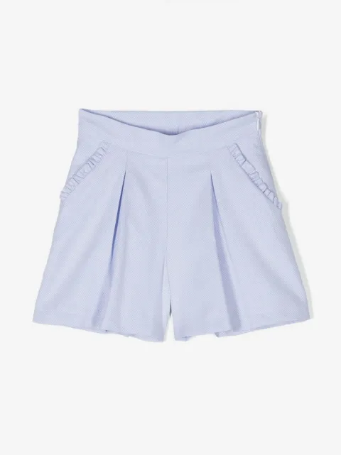 Simonetta ruffle-trim pleated shorts