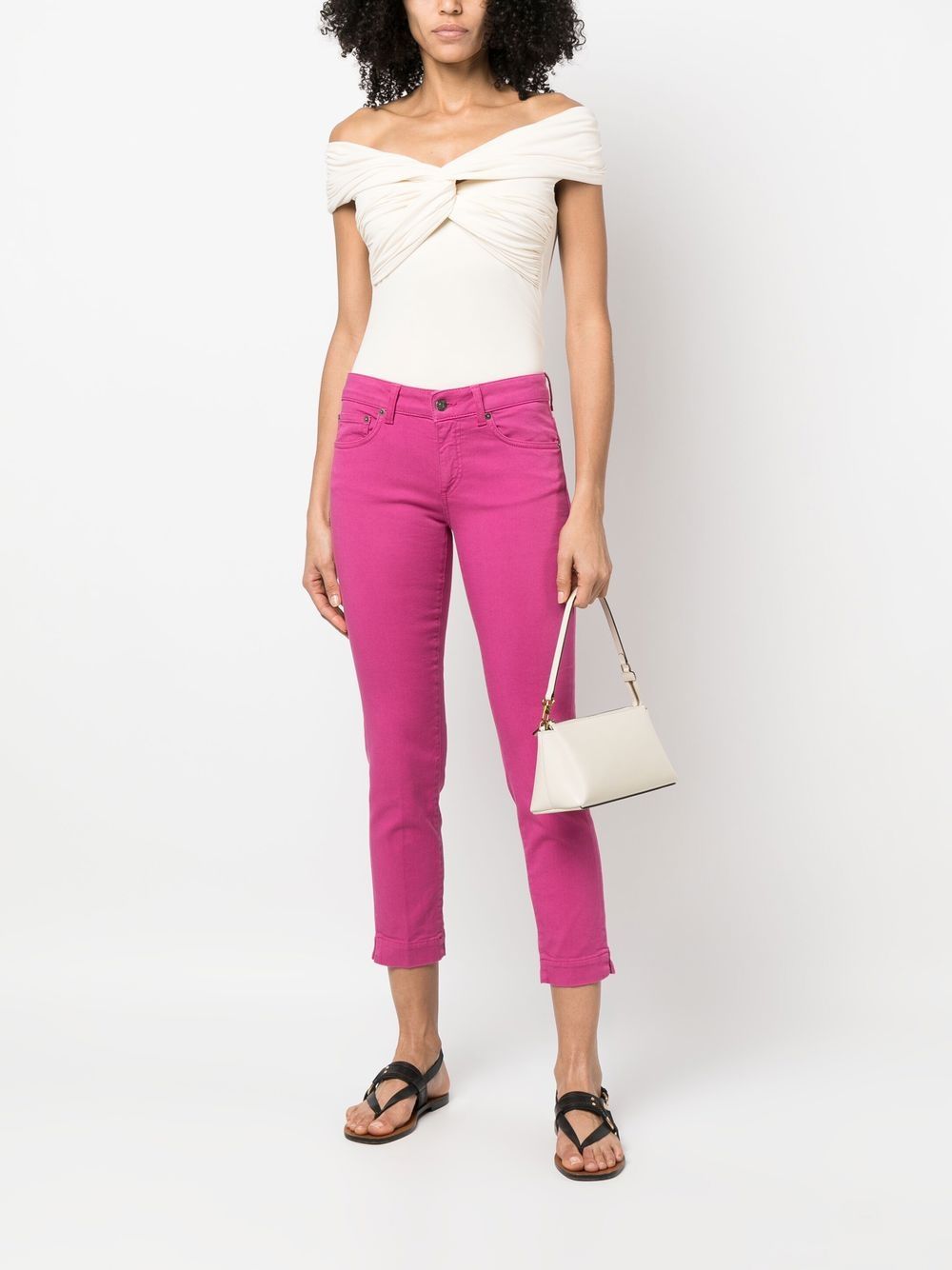 Shop Dondup Slim-fit Cropped Jeans In 粉色