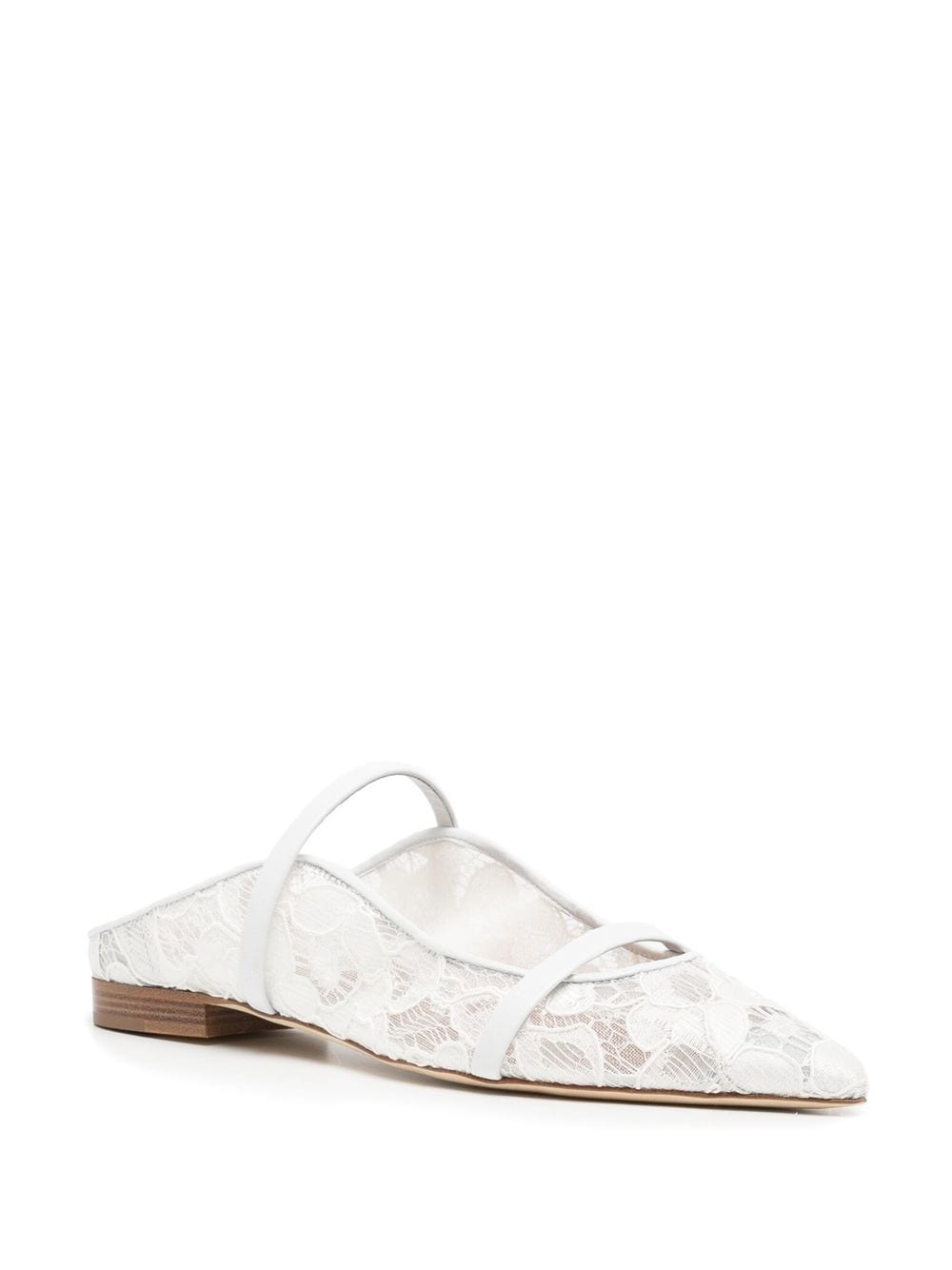 Shop Malone Souliers Pointed Floral Mesh Mules In White