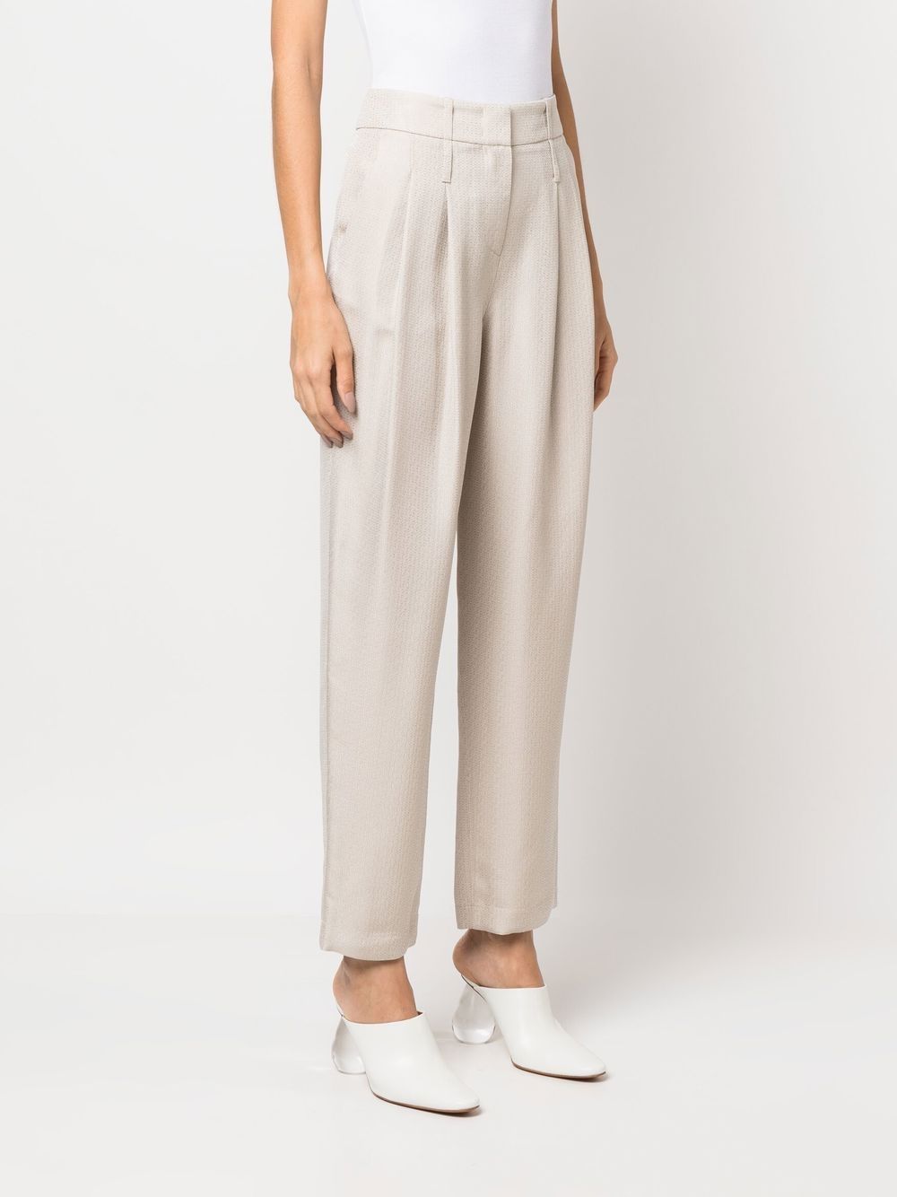 Shop Giorgio Armani High-waisted Tailored Trousers In Nude