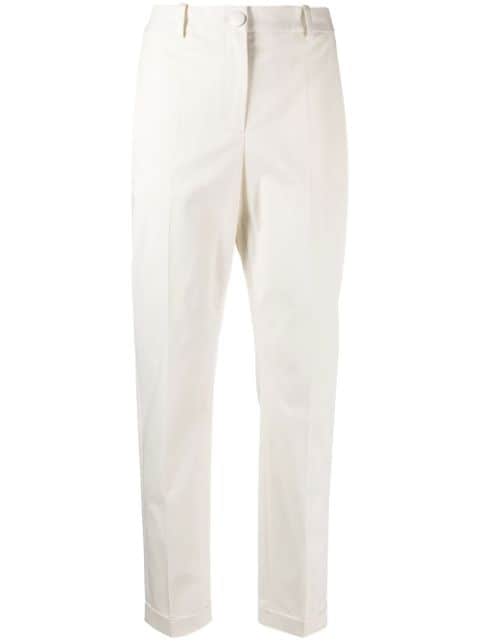 BOSS cropped stripe-detail cotton trousers