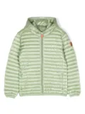 Save The Duck Kids logo-patch padded hooded jacket - Green