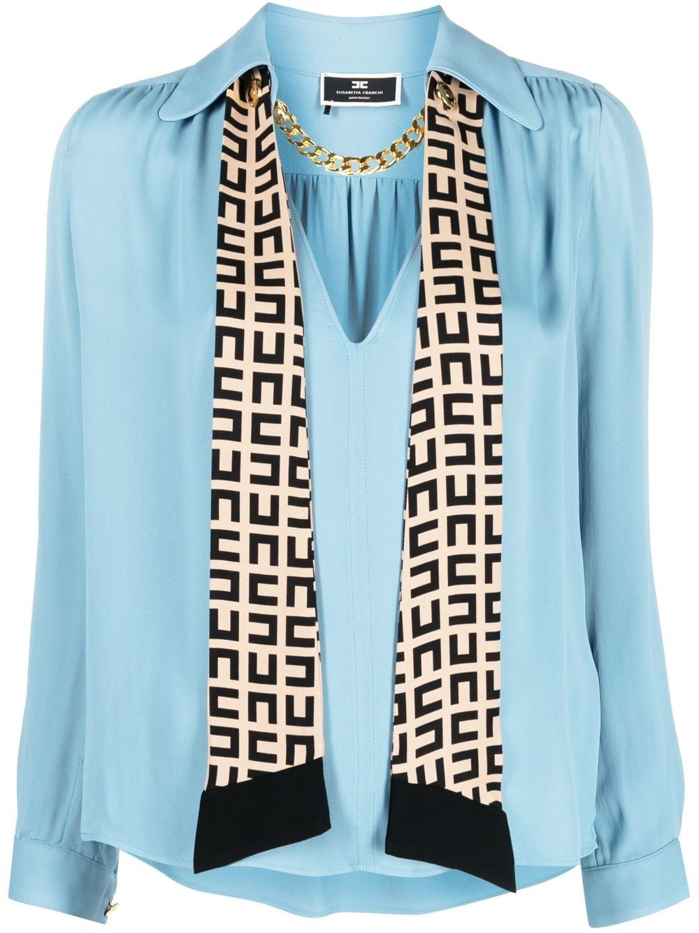 elisabetta franchi scarf-detail blouse - blue