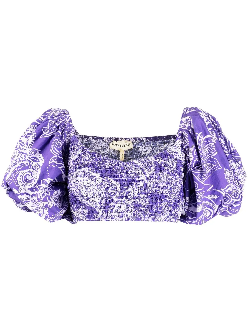 

Mara Hoffman off-shoulder puff-sleeve top - Purple