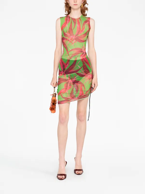 Louisa Ballou Botanical-print Asymmetric Dress - Green