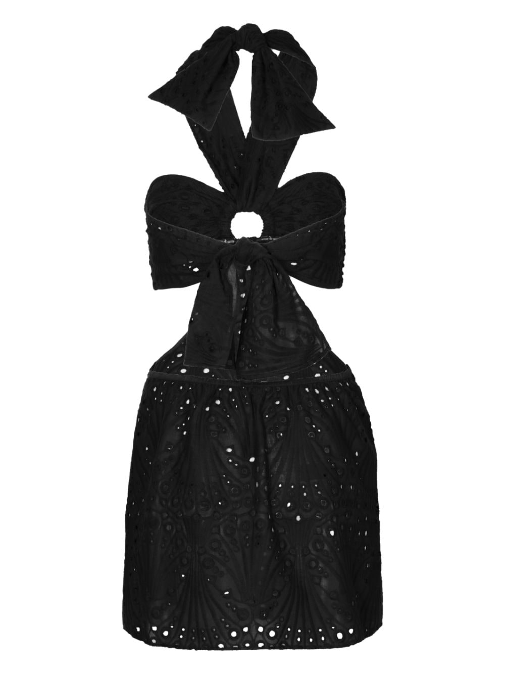 Shop Johanna Ortiz Uncu Eyelet Cotton Minidress In Black