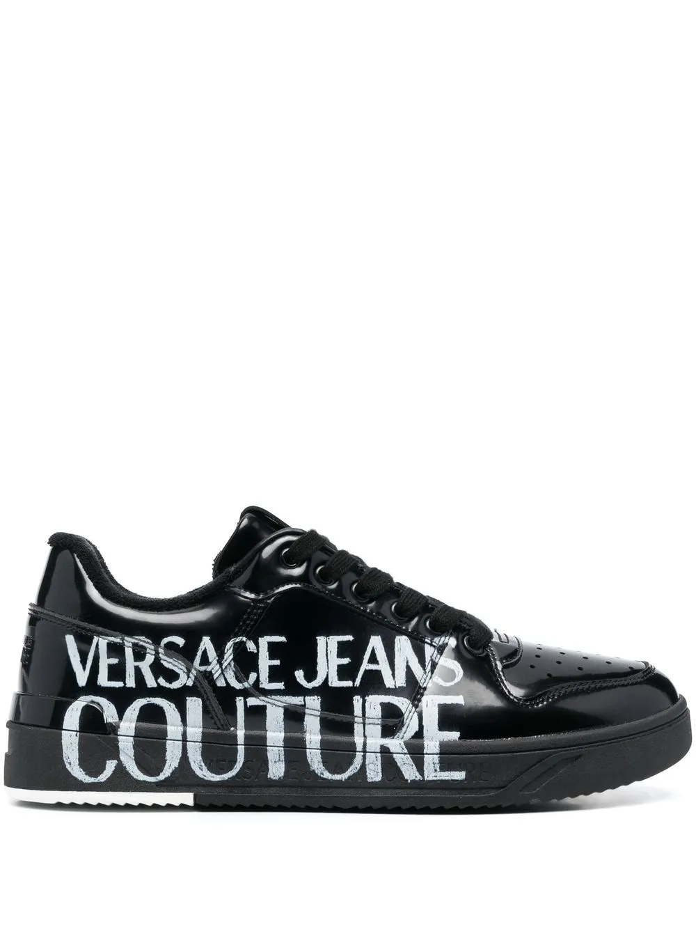 

Versace Jeans Couture logo-print patent leather trainers - Black