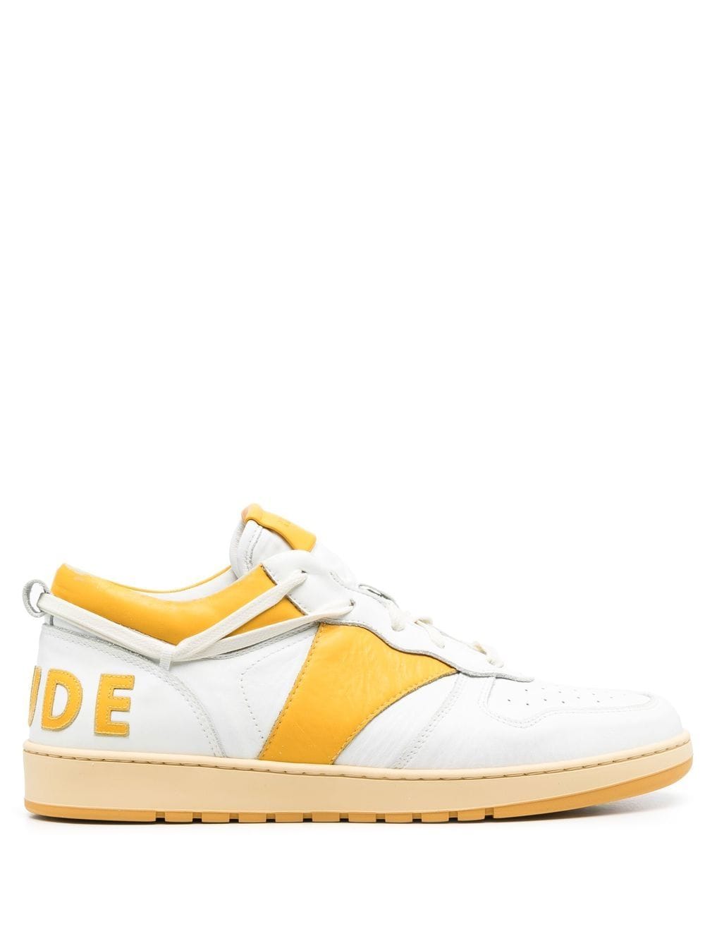 Shop Rhude Embroidered-logo Low-top Sneakers In 白色