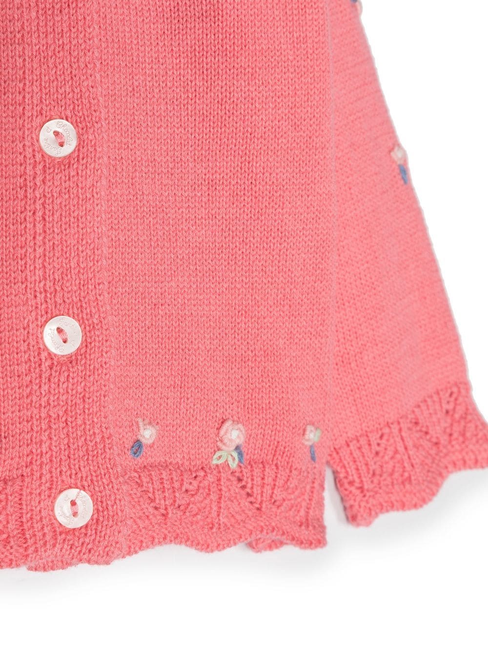 Shop Tartine Et Chocolat Floral-embroidered Knit Cardigan In Pink