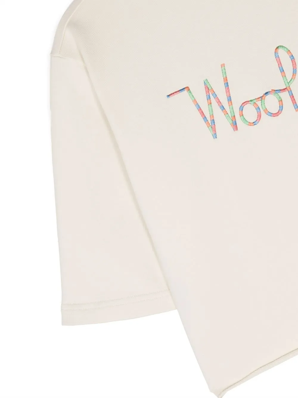 Woolrich Logo-embroidered Cropped T-shirt In Neutrals