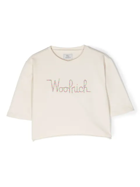 Woolrich Kids logo-embroidered cropped T-shirt