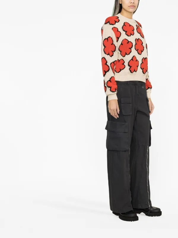 Kenzo Boke Flower intarsia-knit Jumper | Neutrals | FARFETCH SG