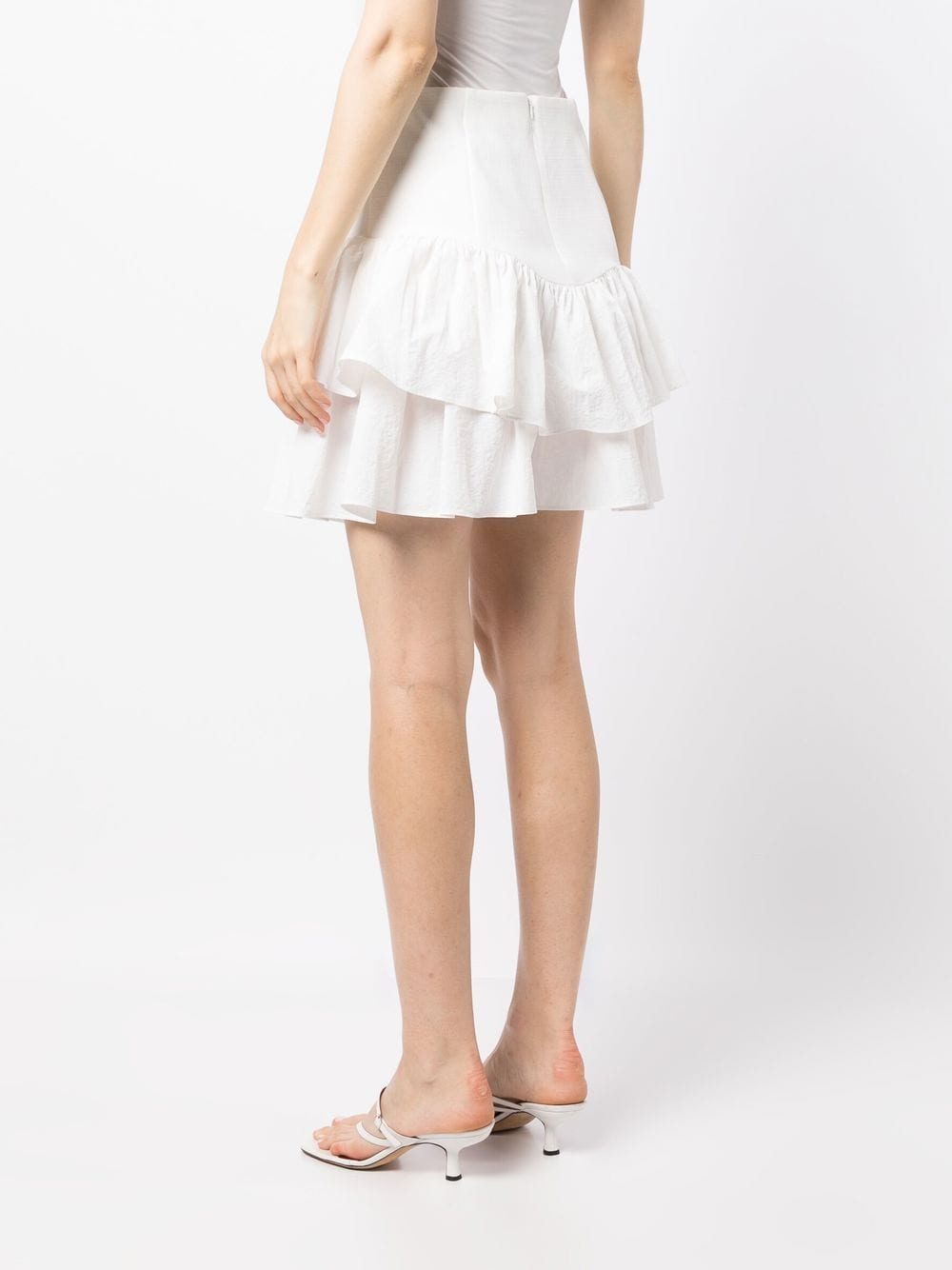Shop Tout A Coup Layered Ruffled Mini Skirt In White