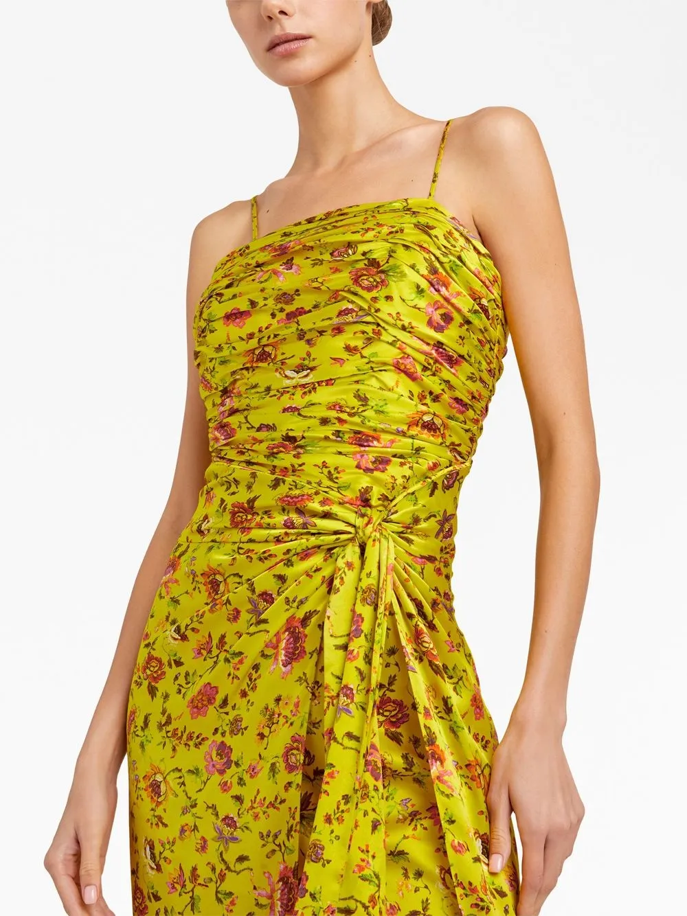 Cinq À Sept Cinq A Sept Provence Katz Ruched Floral Print Satin Midi