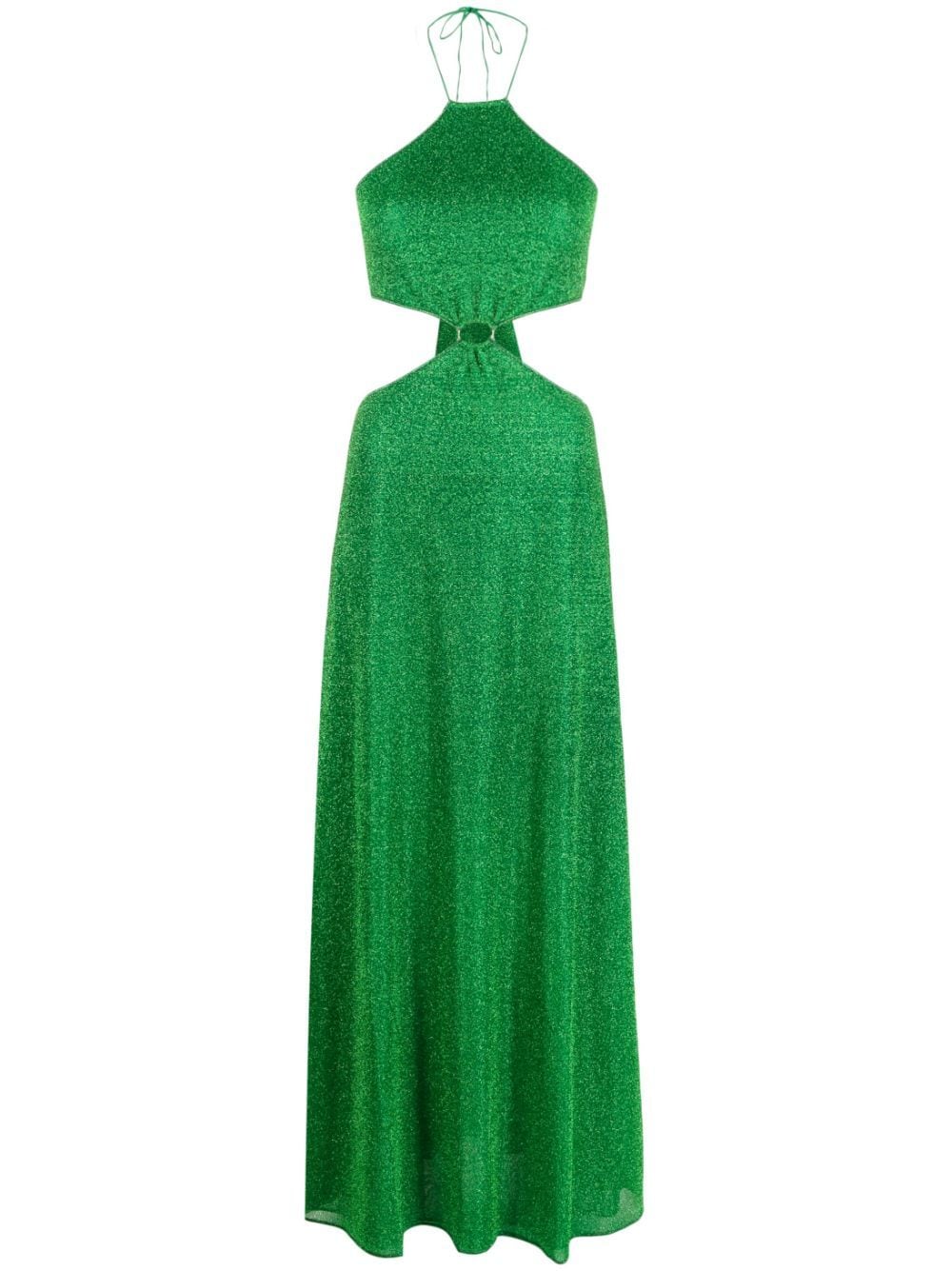 Shop Oseree Lumièrie Cut-out Maxi Dress In Green