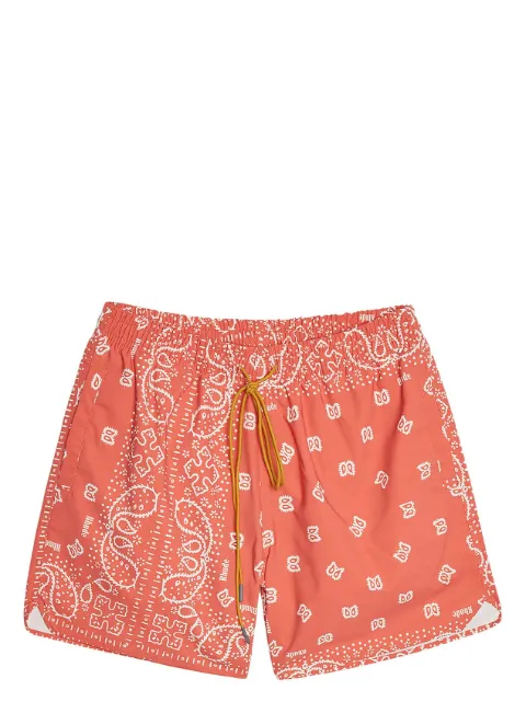 RHUDE shorts de playa con estampado de bandana