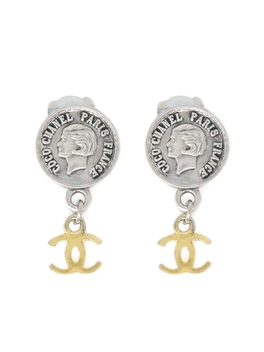 

CHANEL Pre-Owned 1996 medallion CC clip-on earrings - Gold