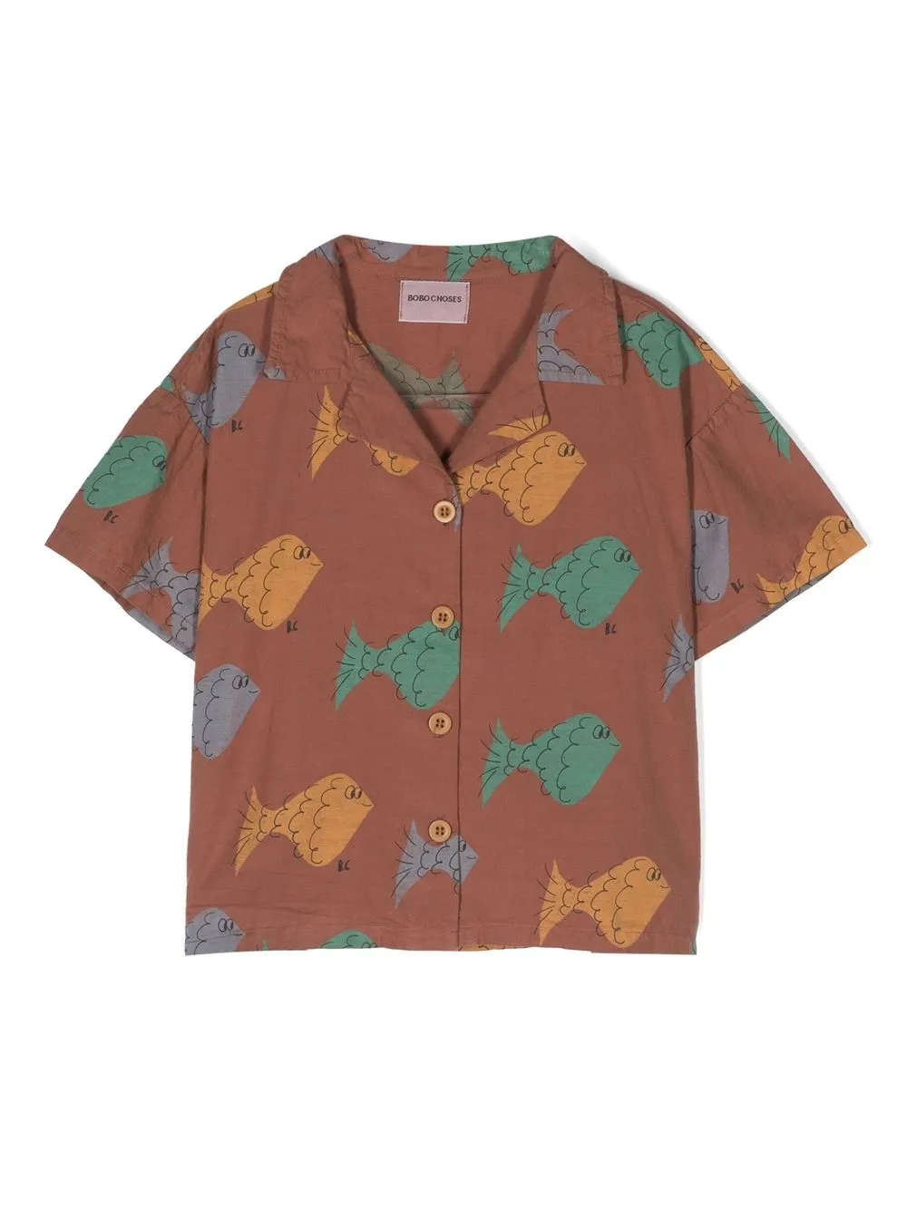 

Bobo Choses cartoon-print organic cotton shirt - Brown