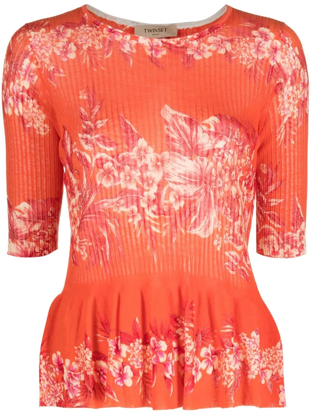 

TWINSET floral-print peplum-hem top - Orange