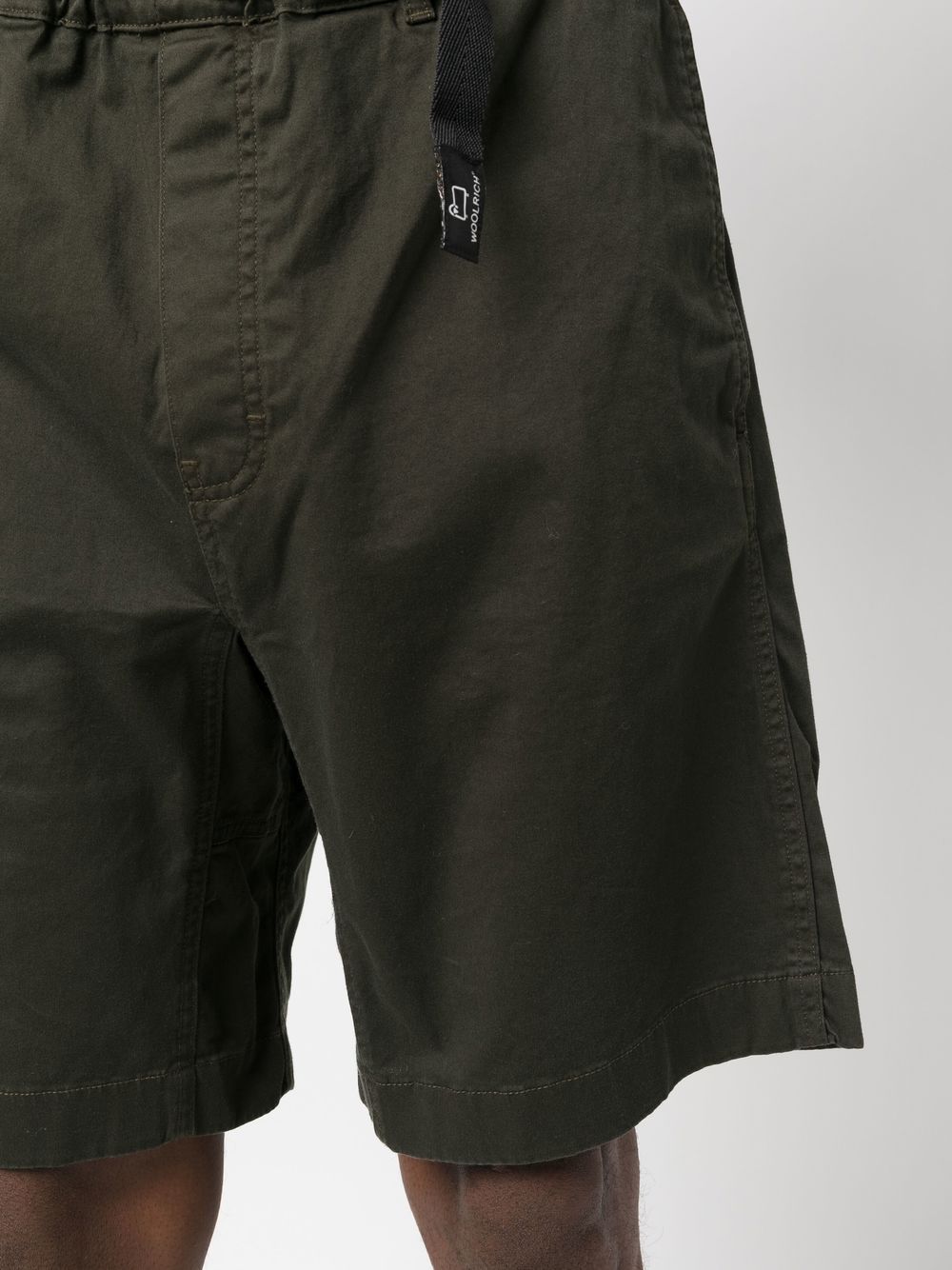 Shop Woolrich Belted Cotton Shorts In Green