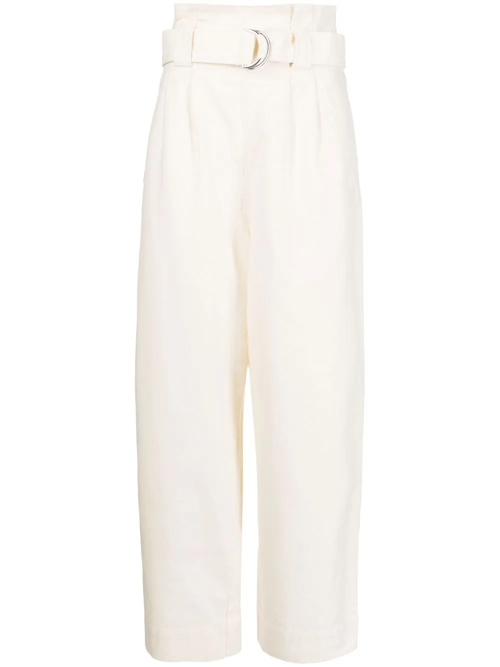 

GANNI pantalones con cintura paperbag - Blanco