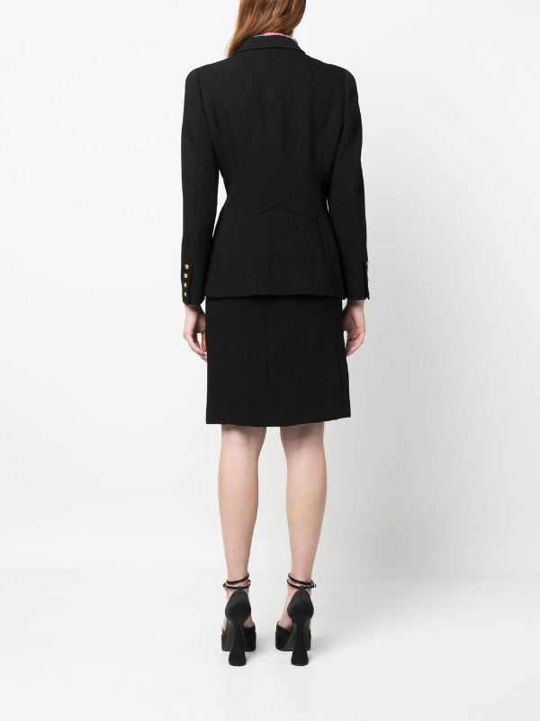 Chanel Pre-owned 1990s Zipped Wool Skirt Suit - Black