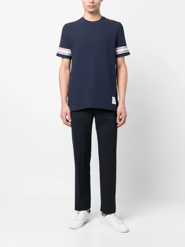 Thom Browne tri-colour Striped Knit T-shirt | Blue | FARFETCH