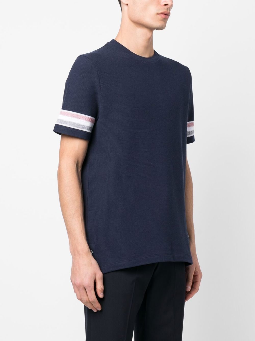 Shop Thom Browne Tri-colour Striped Knit T-shirt In 蓝色