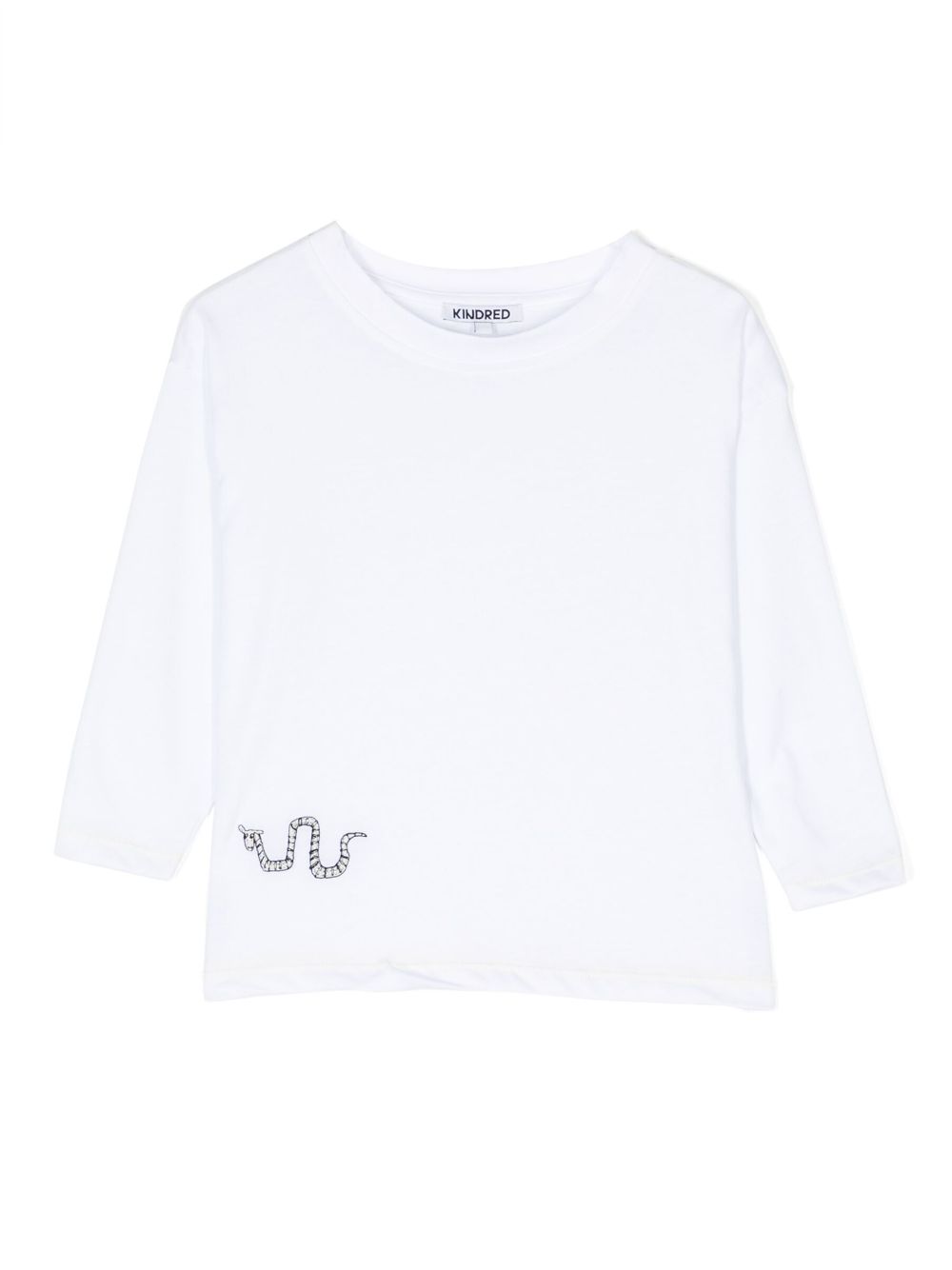 KINDRED motif-embroidered long-sleeve T-shirt - White