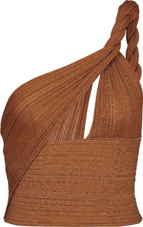 Balmain asymmetric pleated crop top