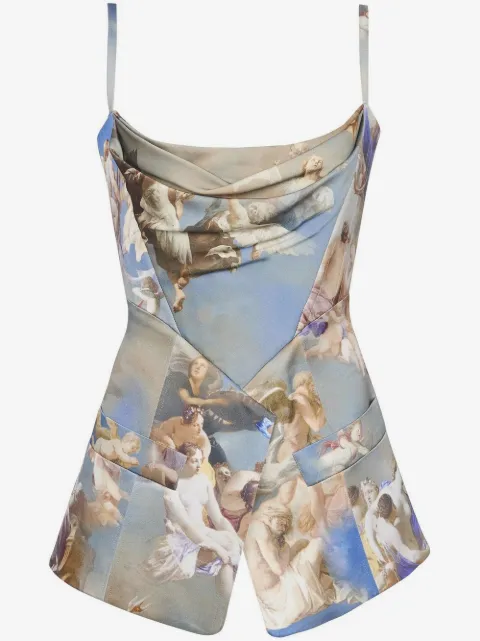 Balmain Sky-print tailored corset top