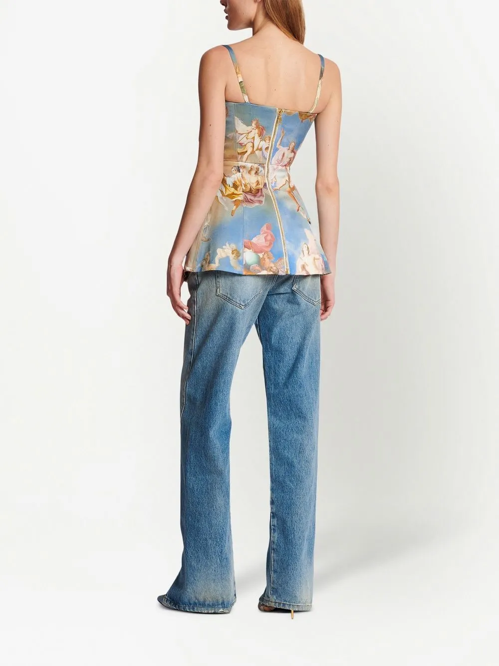 Balmain Sky-print tailored corset top Women