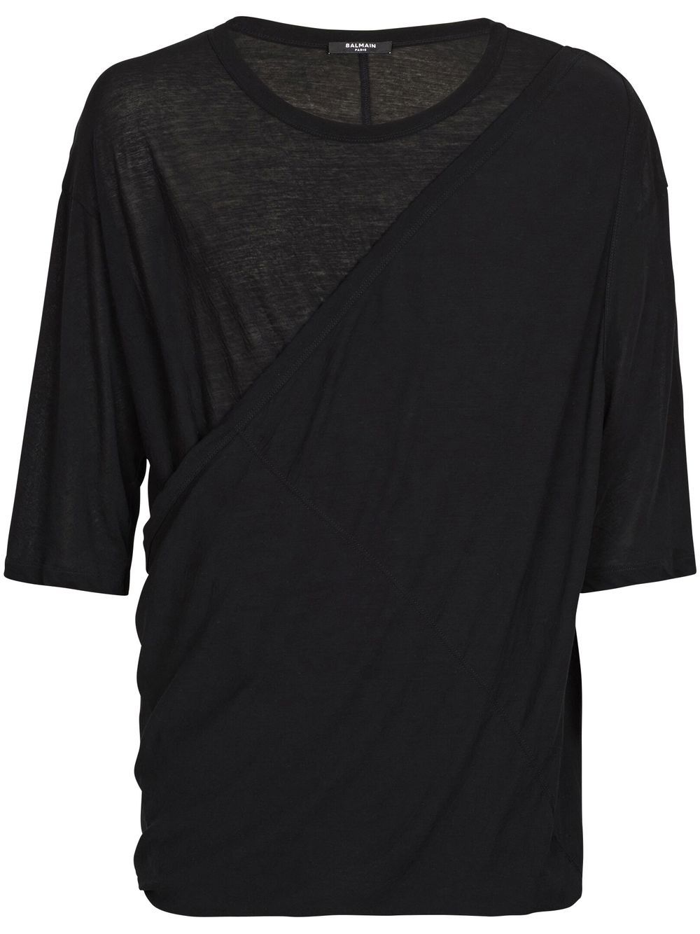 Balmain Draped Jersey T-shirt In Black