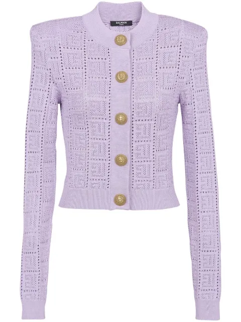 Balmain monogram mesh buttoned tweed jacket
