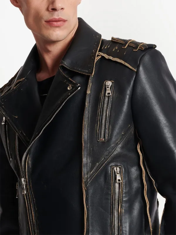 Balmain Deconstructed Leather Biker Jacket - Farfetch