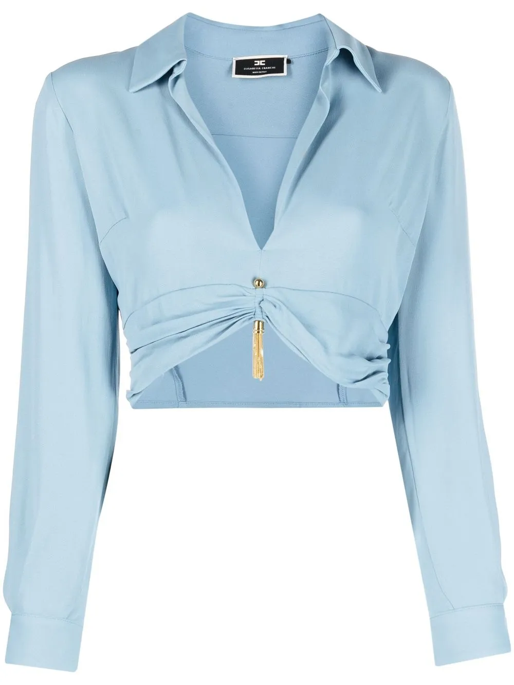 

Elisabetta Franchi blusa corta fruncida - Azul