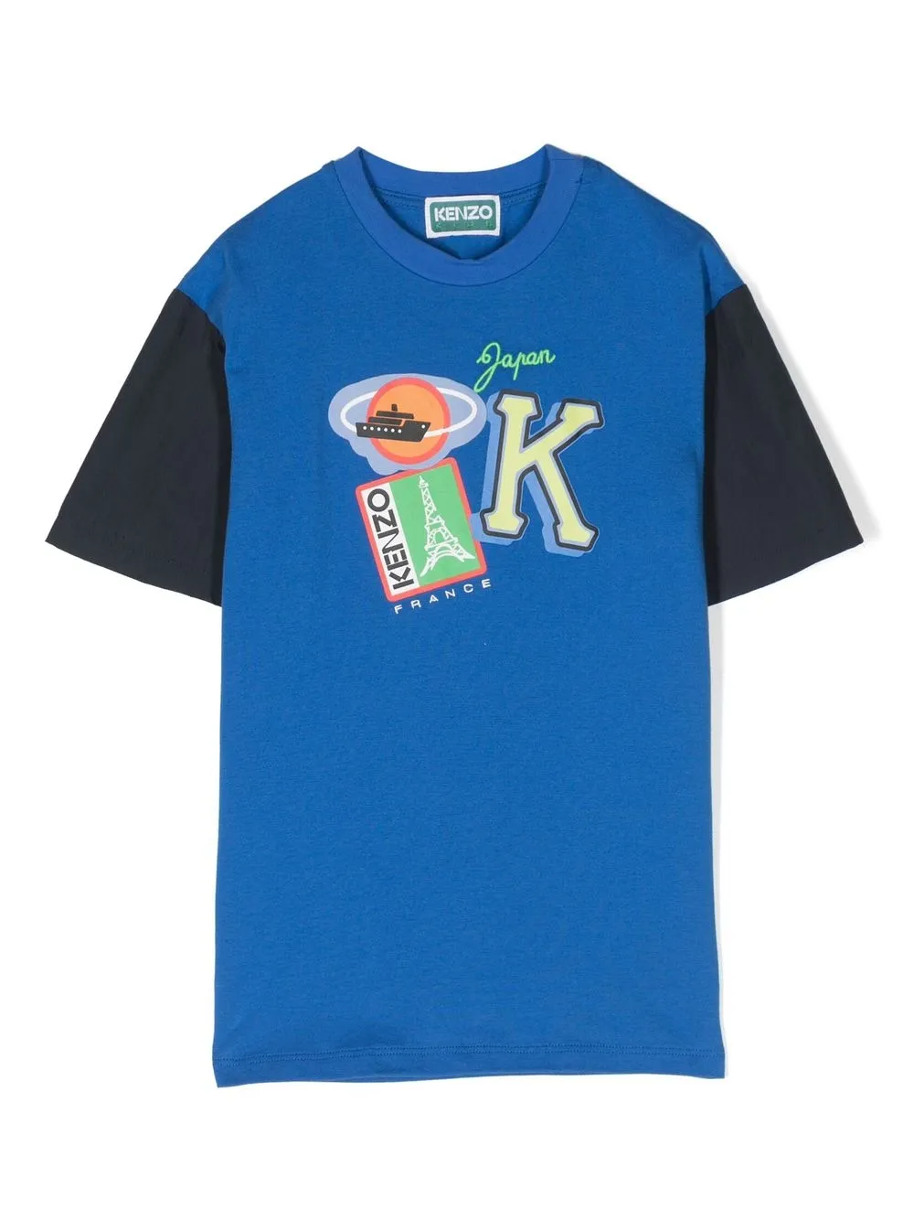 Kenzo Kids' Logo-print T-shirt In Blue