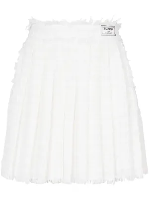 スカート BALMAIN Tweed skater skirt White Balmain White Tweed Skater Skirt for Women Online USA at