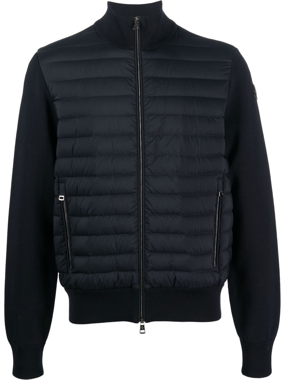 Moncler Padded Contrast-sleeve Jacket In Blue