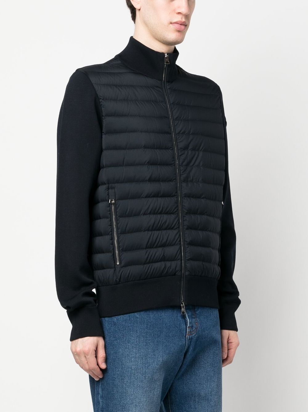 Shop Moncler Padded Contrast-sleeve Jacket In 蓝色